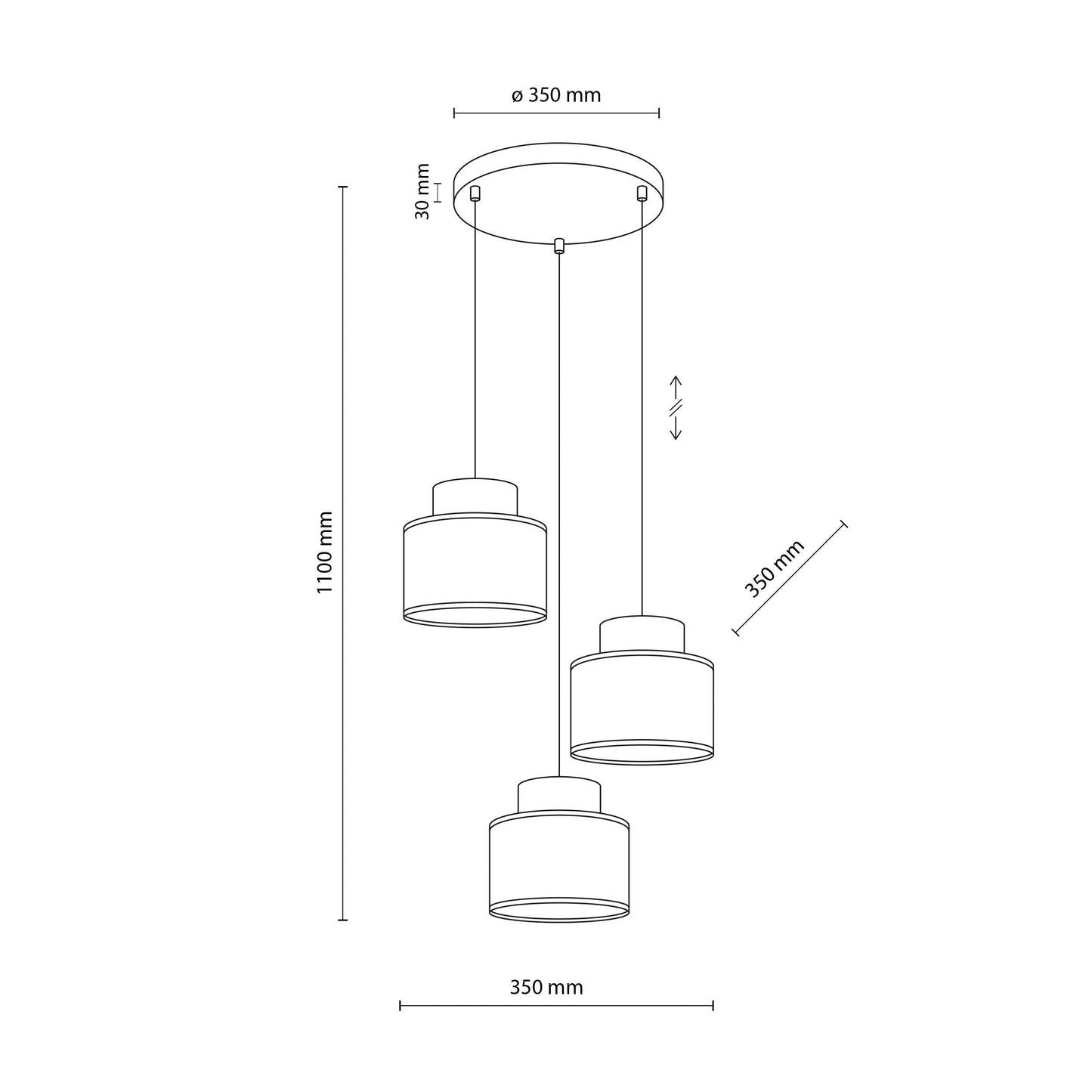 DUO White Jute Natural Pendant Light 3