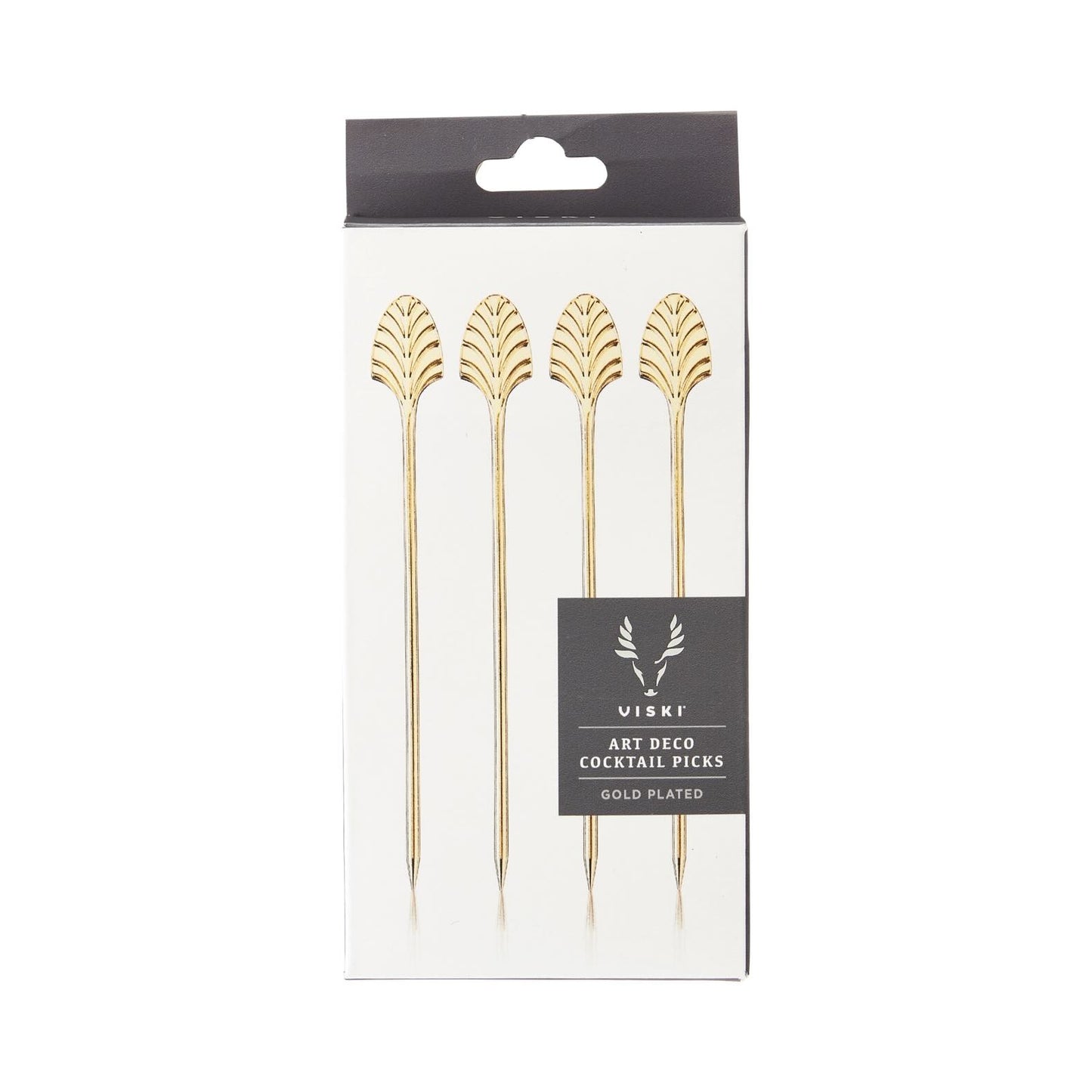 Art Deco Style Gold-Plated Fan Cocktail Picks - Set of 4
