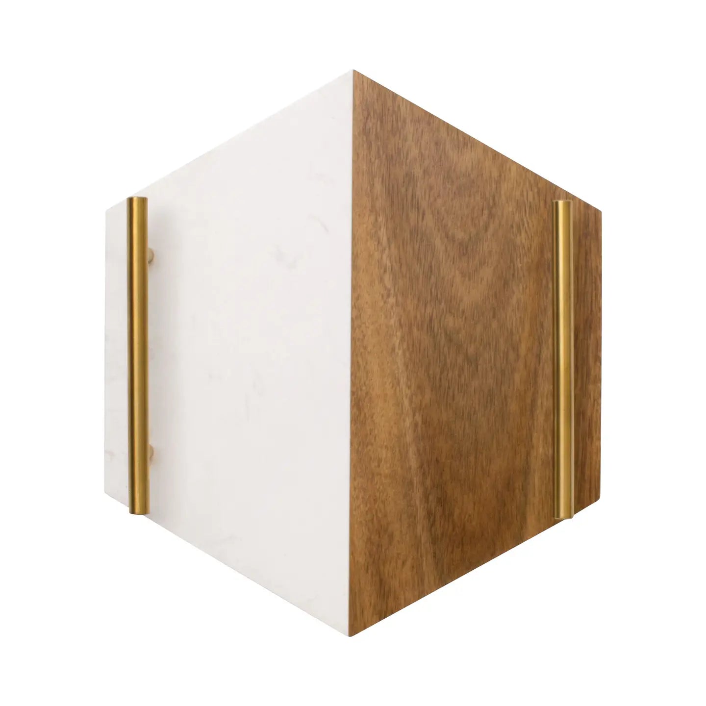 Marble and Acacia Hexagon Serving Tray w/Gold Handles