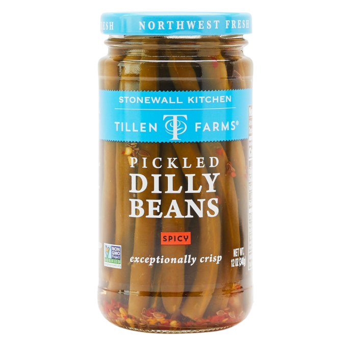 Spicy Pickled Dilly Beans by Tilledn Farms. Tillen Farms Hot ‘N Spicy Beans are harvested during a brief period in mid-summer. 
