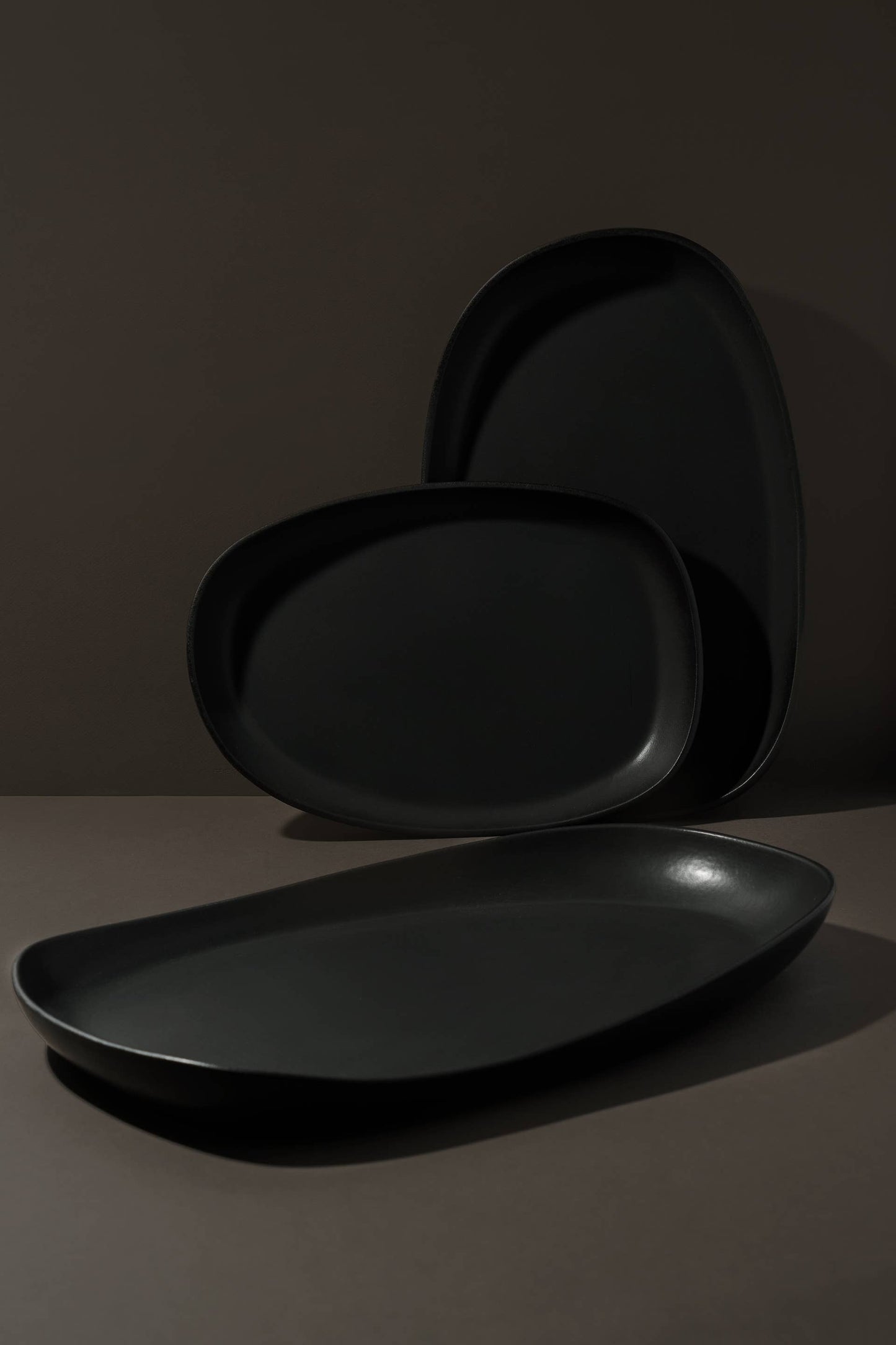 Long Stoneware Serving Platter | Dadasi: Matte Black / Medium