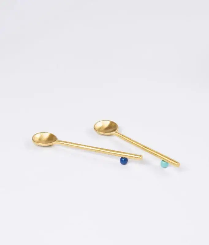 Mini Brass Spoons with Enamel Jewel