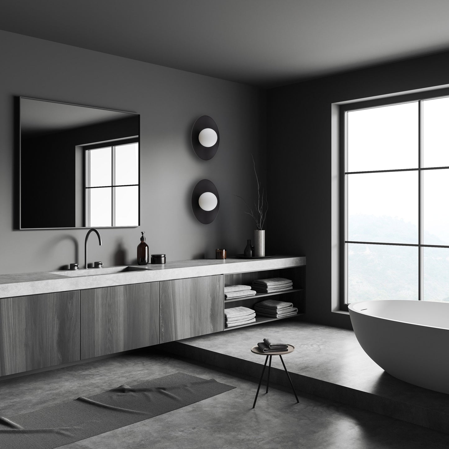 Slate Scandinavian Minimalist Wall Sconce Light Fixture for Bedroom, Hallway & Living Room