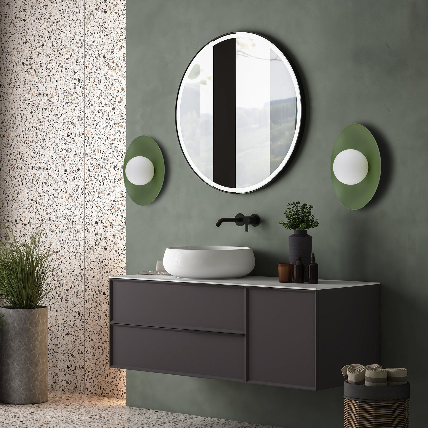 Slate Scandinavian Minimalist Wall Sconce Light Fixture for Bedroom, Hallway & Living Room