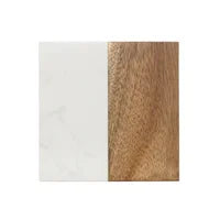 Premium Marble & Wood Coasters, Set of 4