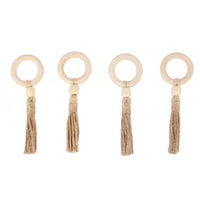 Tassel Napkin Rings, natural, Set of 4