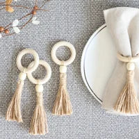 Tassel Napkin Rings, natural, Set of 4