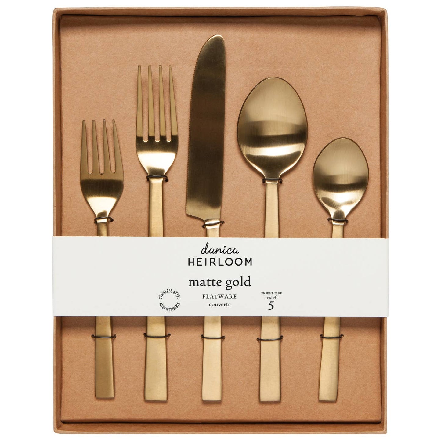 Matte Gold Edge Flatware - 20 Piece Set