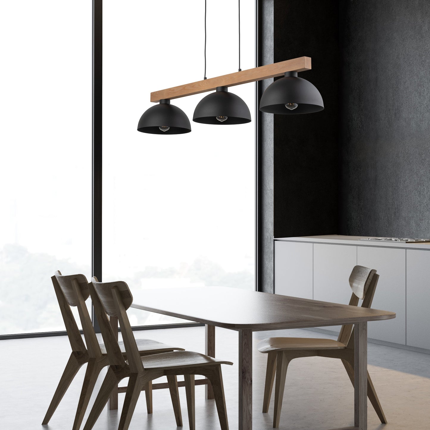 OSLO Black Scandinavian Pendant Light 3Oslo Black Scandinavian Minimalist Pendant Ceiling Light for Kitchen Island, Dining Room & Modern Interiors 3