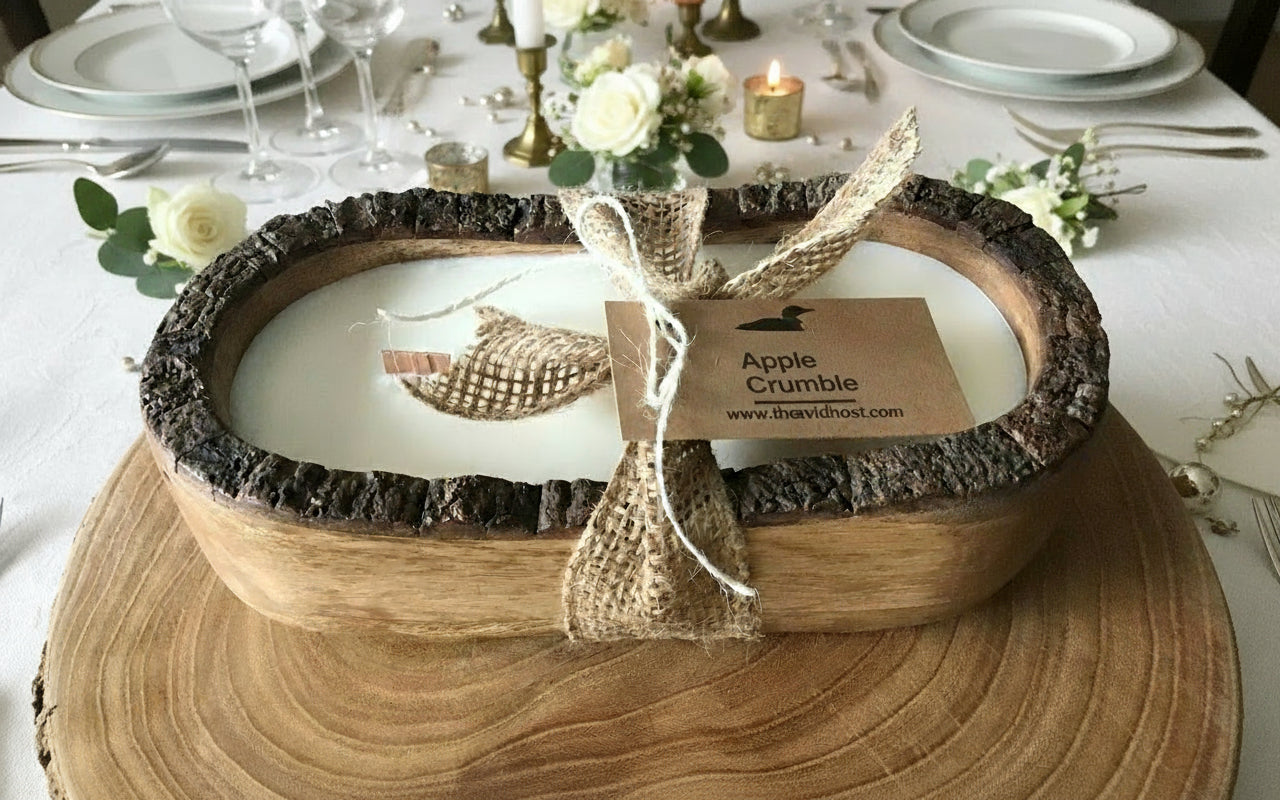 Live Edge Mango Wood Dough Bowl: Dutch Apple Crumble