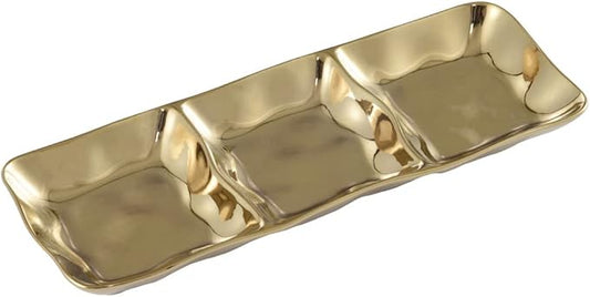 Porcelain Gold 3 Section Server