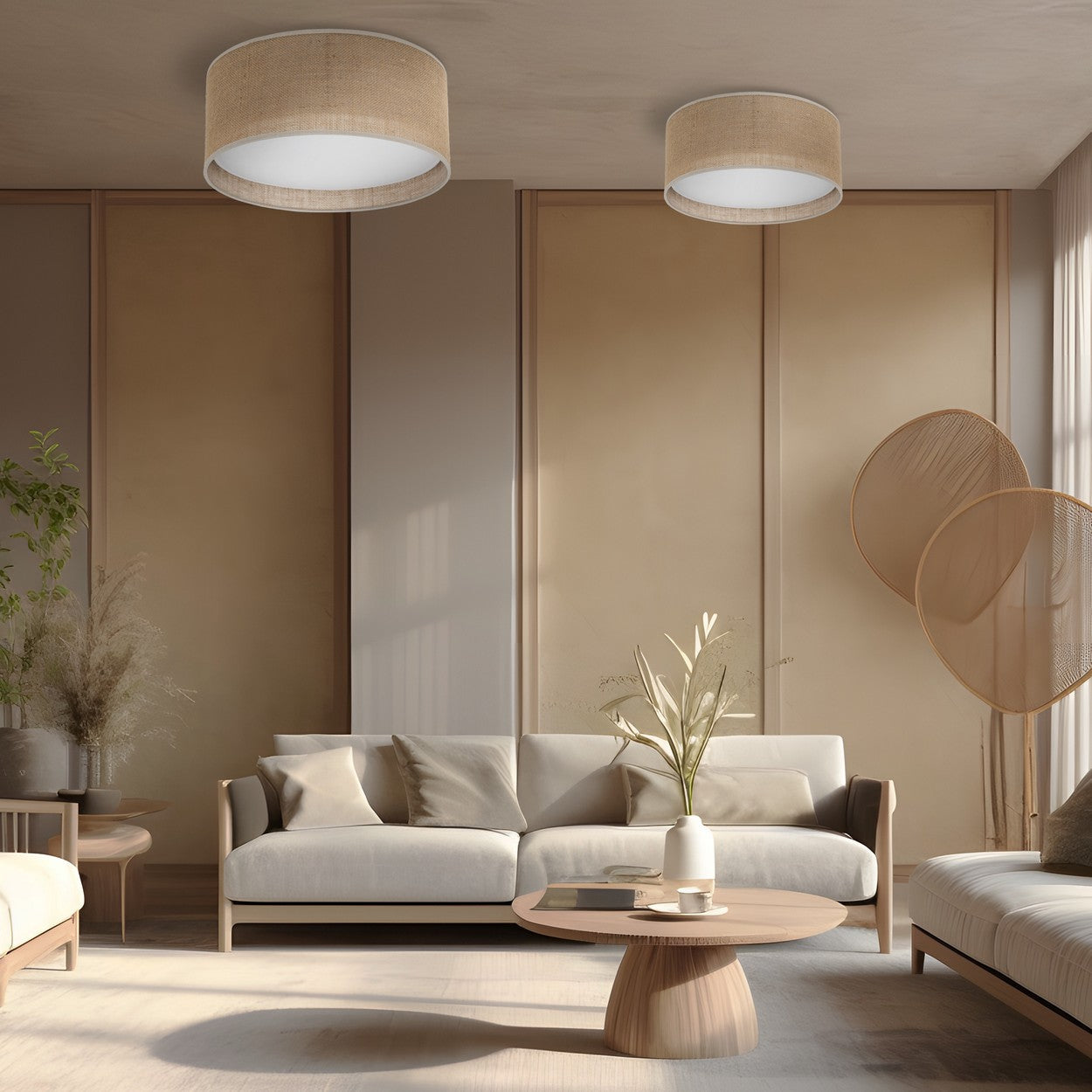 JUTE Natural Flush Mount Light