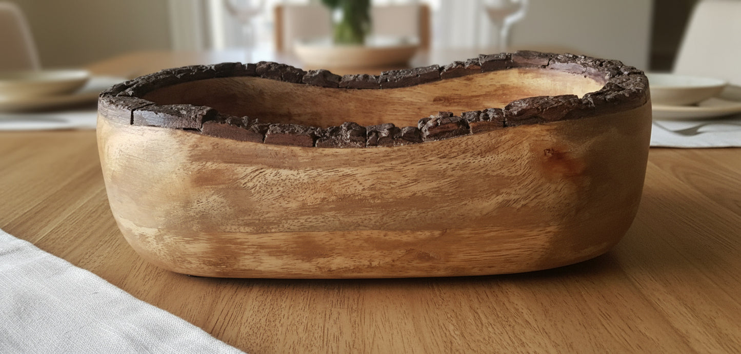Live Edge Mango Wood Dough Bowl: Sea Salt + Cypress