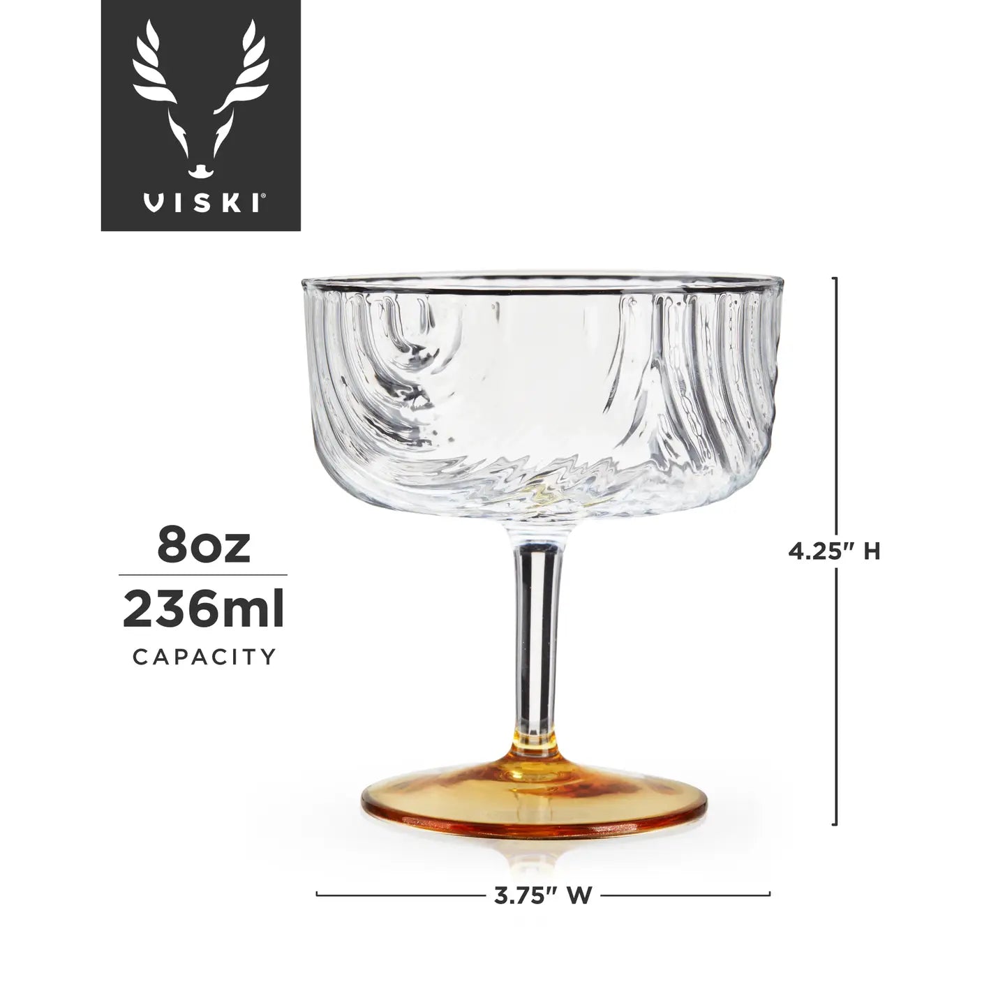 Deco Gatsby Gold-Plated Glass Coupes - Set of 2