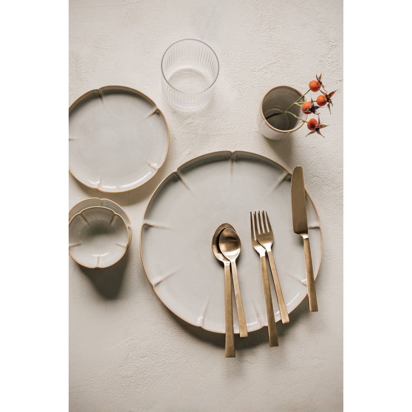 Matte Gold Edge Flatware - 20 Piece Set