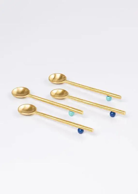 Mini Brass Spoons with Enamel Jewel