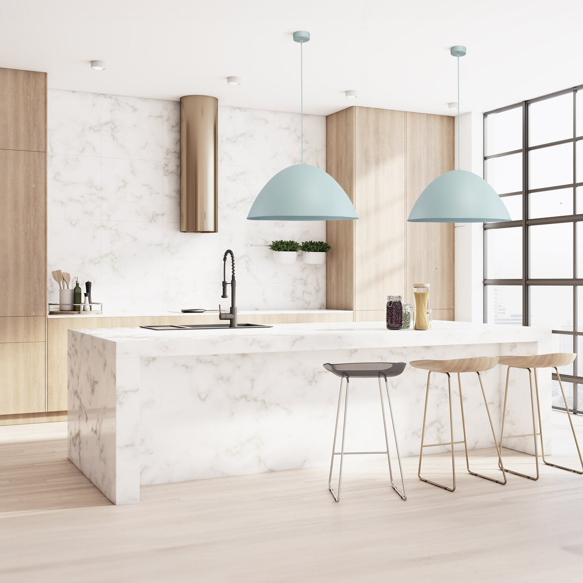FARO Large Dome Pendant Light for Kitchen Island & Dining Table