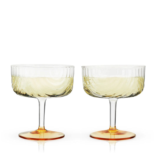 Deco Gatsby Gold-Plated Glass Coupes - Set of 2