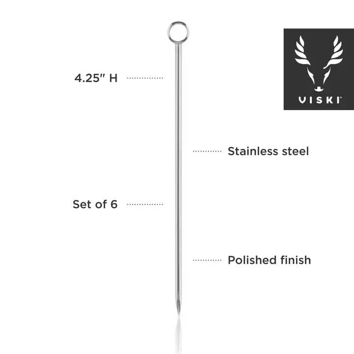 Stainless Steel Cocktail Picks - Set of 6