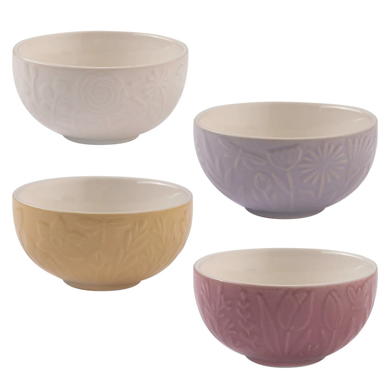 Set of four Stoneware condiment bowls in assorted colours