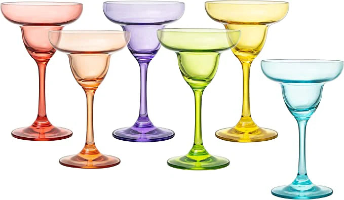 Multi colour Margarita Glasses - Set of 6