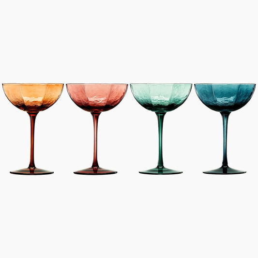 Muted Coloured Coupe Glasses Set of 6