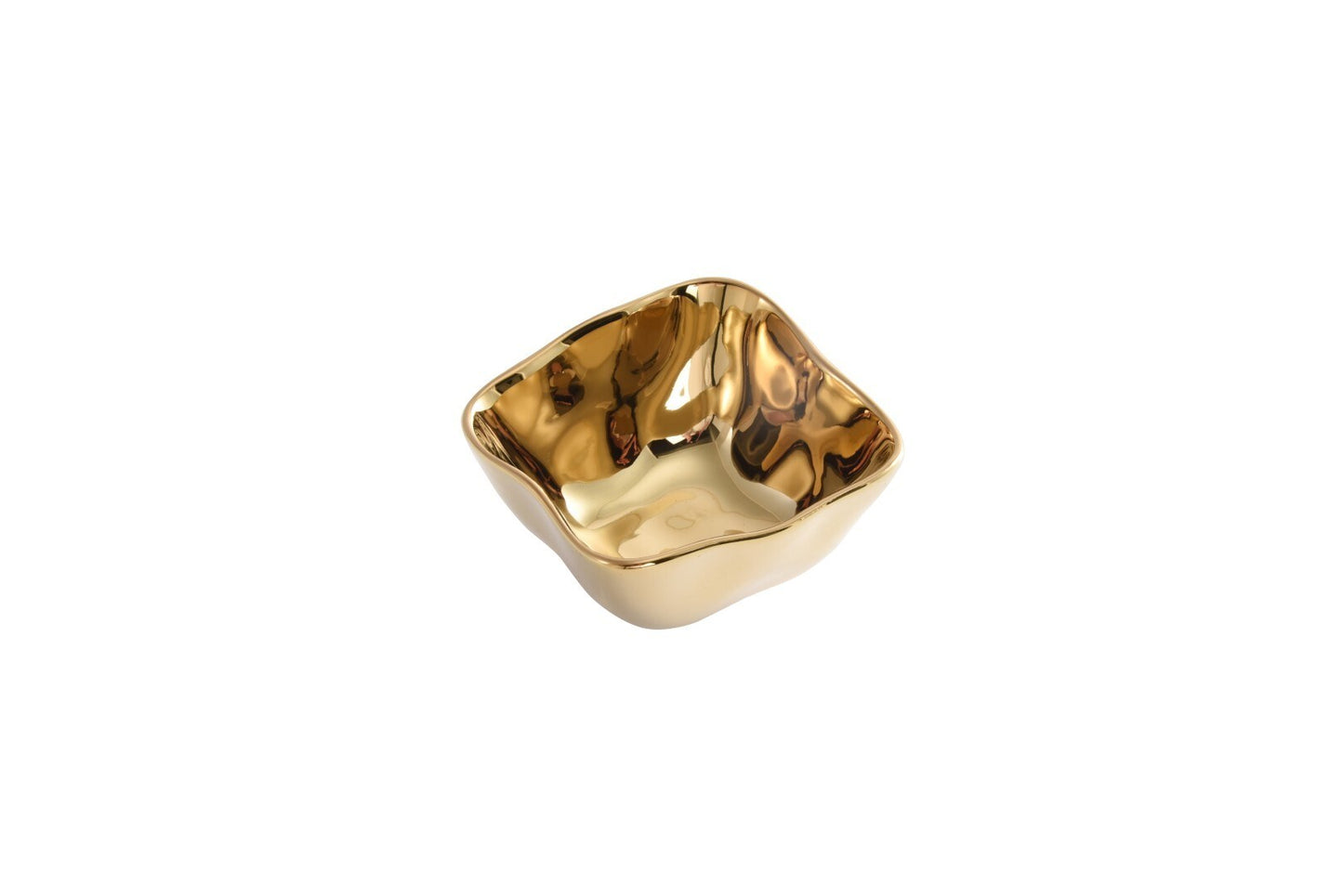 Mini Square Bowl in Gold. This porclain bowl is very impressive for its gold finish.