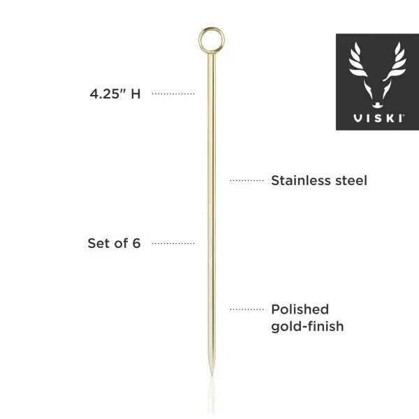 Gold-Plated Cocktail Picks - Set of 6