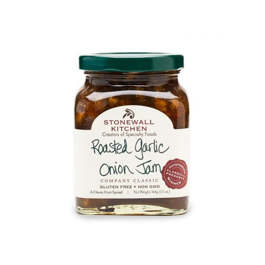 Roasted Garlic Onion Jam by Stonewall Kitchen. Invite the neighbors over. Winner of the Outstanding Classic Preserve Award