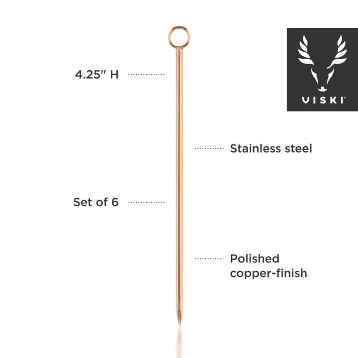 Copper-Plated Cocktail Picks - Set of 6