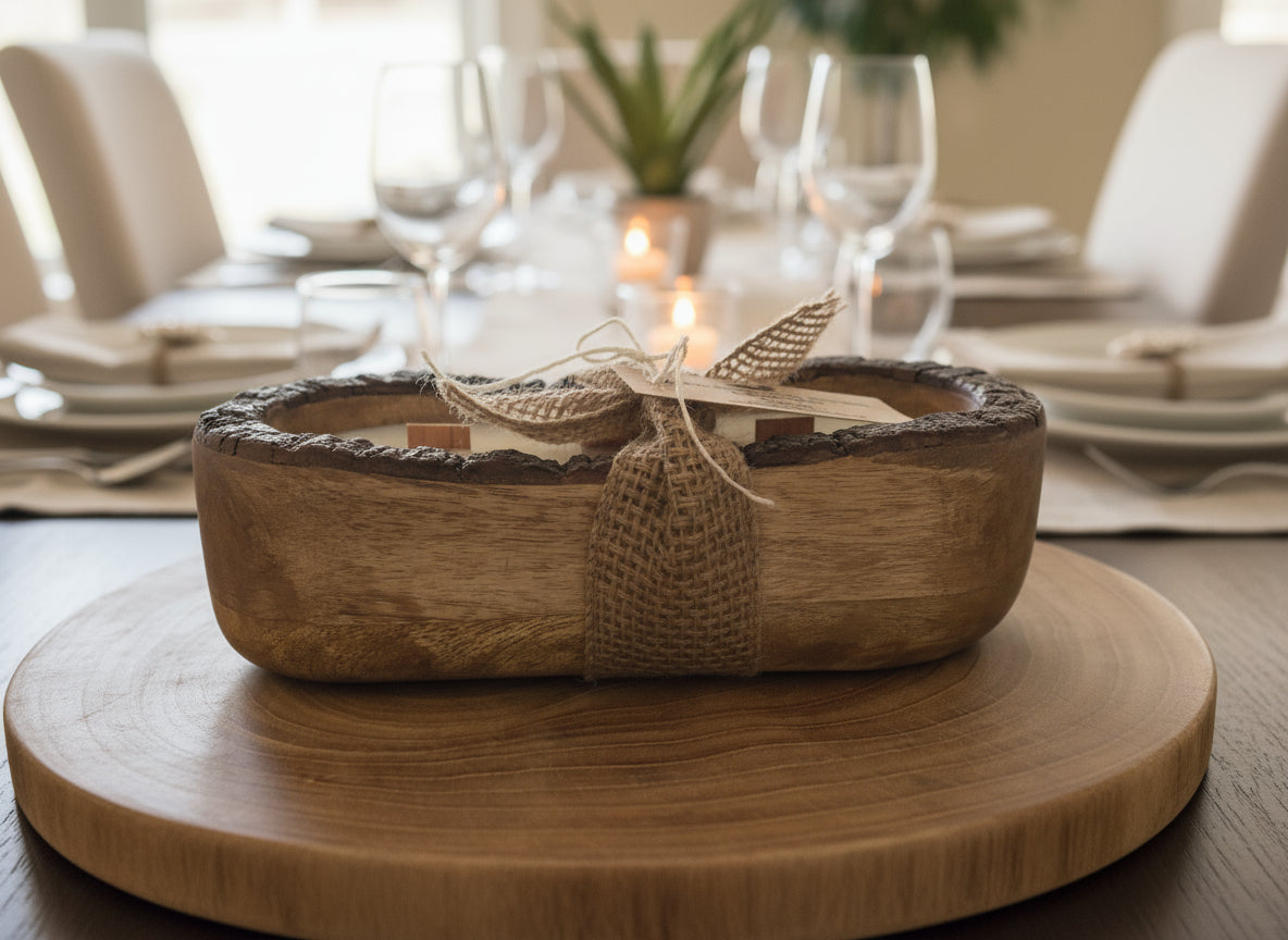Live Edge Mango Wood Dough Bowl: Sea Salt + Cypress