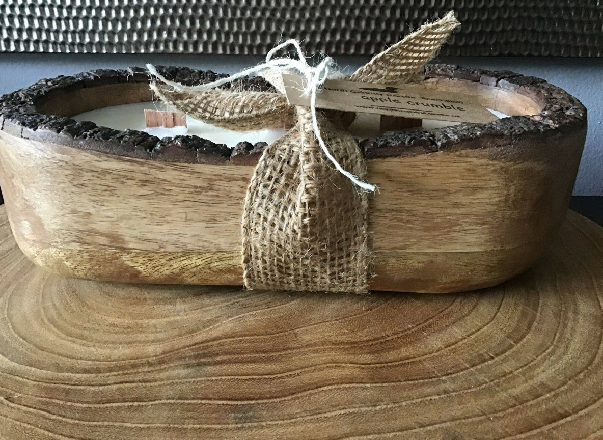 Live Edge Mango Wood Dough Bowl: Dutch Apple Crumble