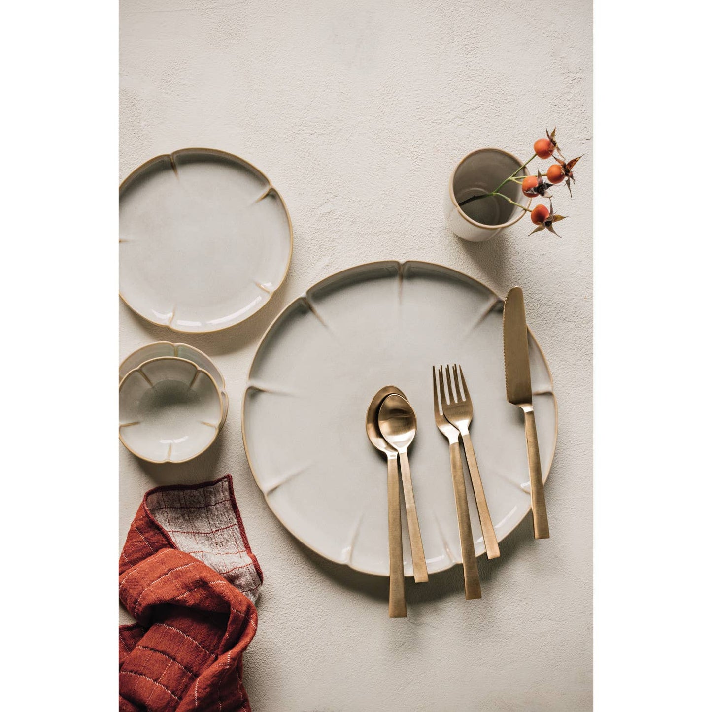 Matte Gold Edge Flatware - 20 Piece Set