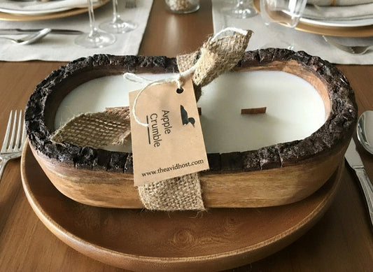 Live Edge Mango Wood Dough Bowl: Dutch Apple Crumble