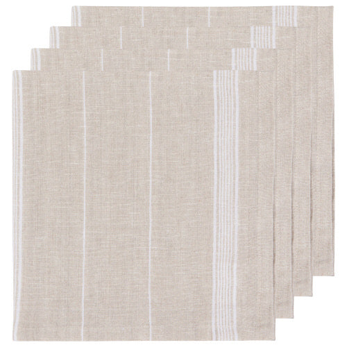 White Maison Stripe Linen Napkin Set of 4