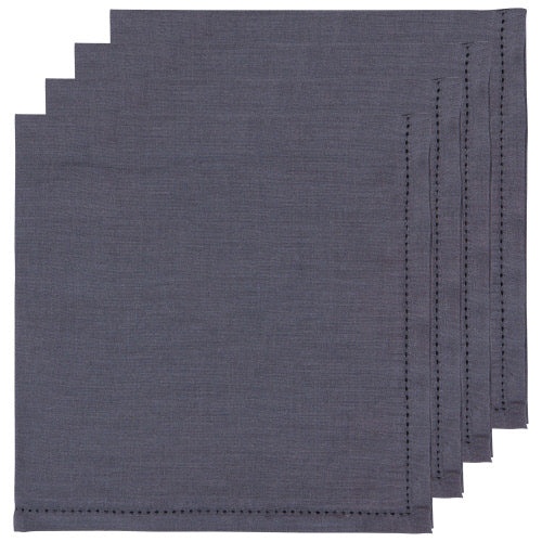 Charcoal Hemstitch Linen Napkins Set of 4