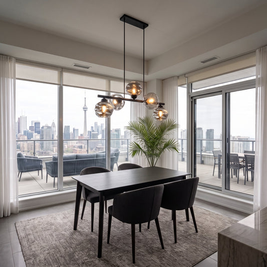 TORONTO 5-Light Glass Globe Pendant for Kitchen Island & Dining Table